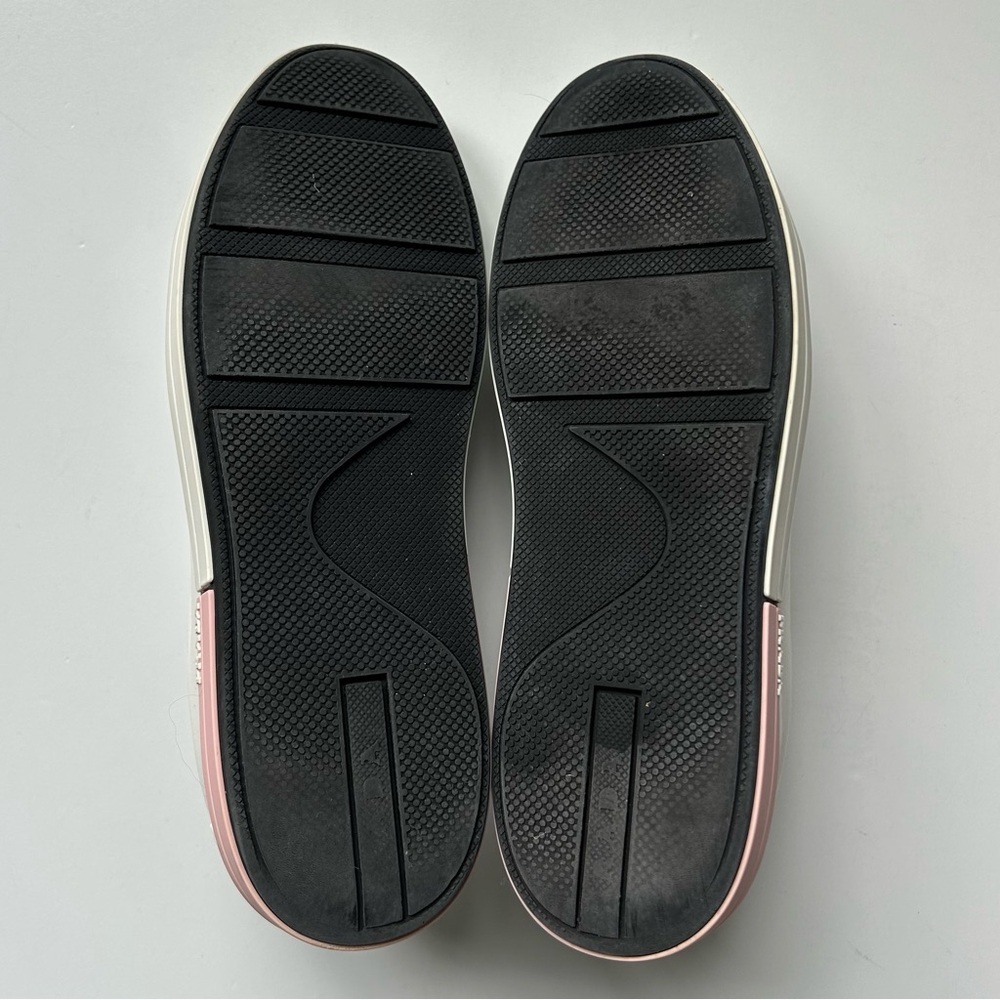PRADA Womens Vitello Soft 3 Low Profile White/Pink Leather Sneakers, 37.5 - Picture 13 of 13